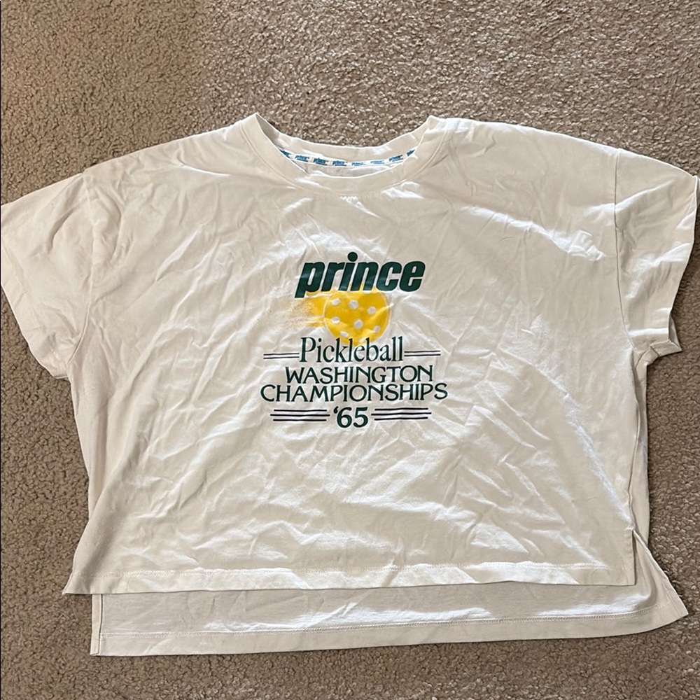 Prince White Crop Top with Logo